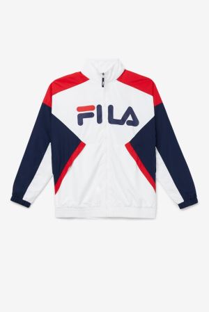 FILA Oliviero Wind Jackets White / Navy / Red,Mens Clothing | CA.QGKDFP625